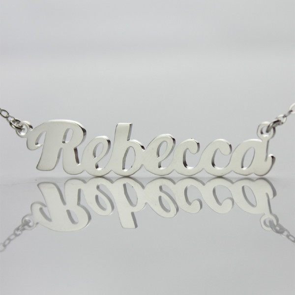 Personalised 18ct White Gold Plated Puff Font Name Necklace - Handcrafted & Custom-Made