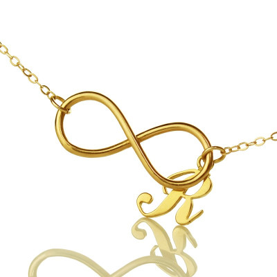 Infinity Knot Initial Necklace 18ct Gold plating - Handcrafted & Custom-Made
