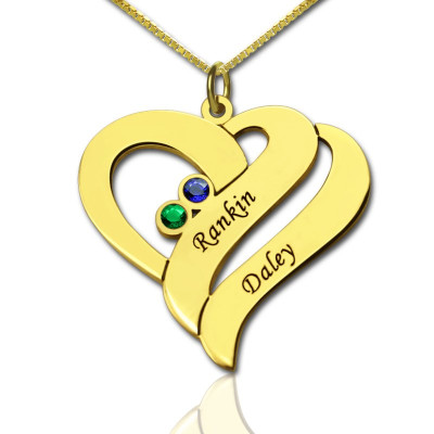 Two Hearts Forever One Love Necklace 18ct Gold Plated - Handcrafted & Custom-Made