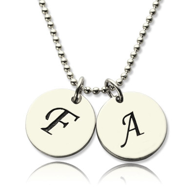 Personalised Initial Discs Necklace Silver - Handcrafted & Custom-Made