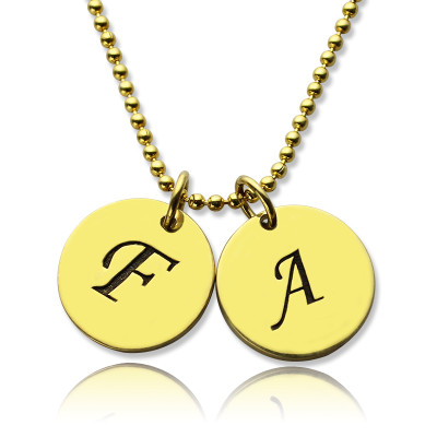 Personalised Initial Charm Discs Necklace 18ct Gold Plated - Handcrafted & Custom-Made
