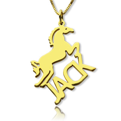 Kids Name Necklace with Horse 18ct Gold Plated - Handcrafted & Custom-Made