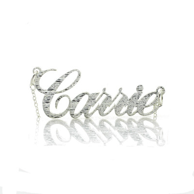 Carrie Silver Glitter Acrylic Name Necklack - Handcrafted & Custom-Made