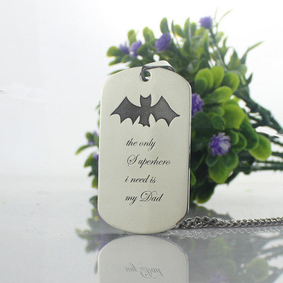 Man's Dog Tag Bat Name Necklace - Handcrafted & Custom-Made