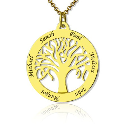Tree of Life Jewellery Family Name Necklace in 18ct Gold Plated - Handcrafted & Custom-Made