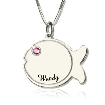 Fish Necklace Engraved Name Sterling Silver - Handcrafted & Custom-Made