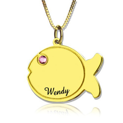 Kids Fish Name Necklace 18ct Gold Plated - Handcrafted & Custom-Made