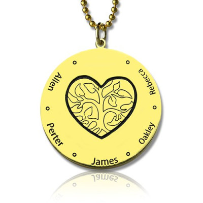 Heart Family Tree Necklace in 18ct Gold Plating - Handcrafted & Custom-Made