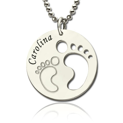 Baby Footprint Name Pendant Sterling Silver - Handcrafted & Custom-Made