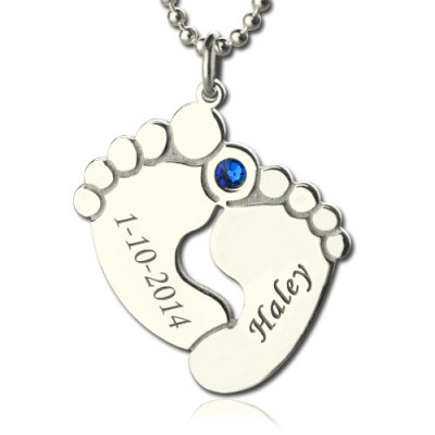 Memory Baby's Feet Charms with Birthstone Sterling Silver  - Handcrafted & Custom-Made