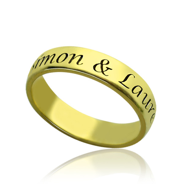 Engraved Promise Name Ring 18ct Gold Plated - Handcrafted & Custom-Made
