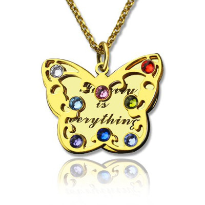 Birthstone Butterfly Necklace 18ct Gold Plated  - Handcrafted & Custom-Made