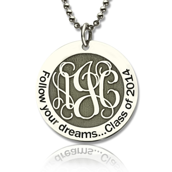 Personalised Class Graduation Monogram Necklace Sterling Silver - Handcrafted & Custom-Made