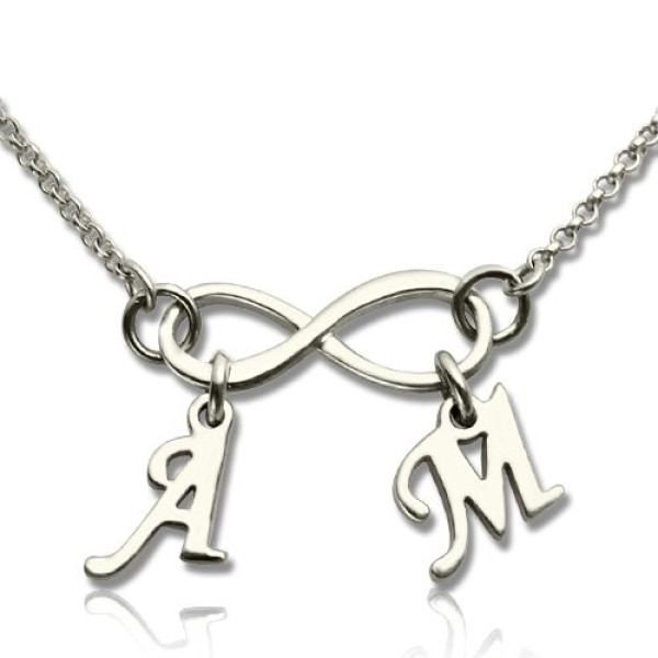 Personalised Infinity Necklace Double Initials Sterling Silver - Handcrafted & Custom-Made