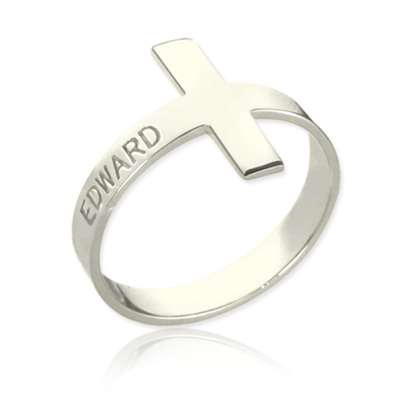 Engraved Name Cross Rings Sterling Silver - Handcrafted & Custom-Made