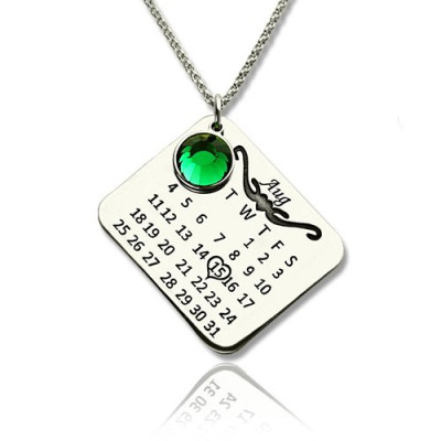 Birthstone Birthday Calendar Necklace Gifts Sterling Silver  - Handcrafted & Custom-Made