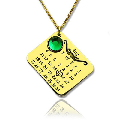 Birth Day Gifts - Birthday Calendar Necklace 18ct Gold Plated - Handcrafted & Custom-Made