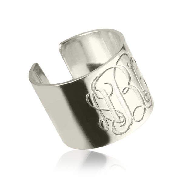 Personalised Monogram Cuff Ring Sterling Silver - Handcrafted & Custom-Made