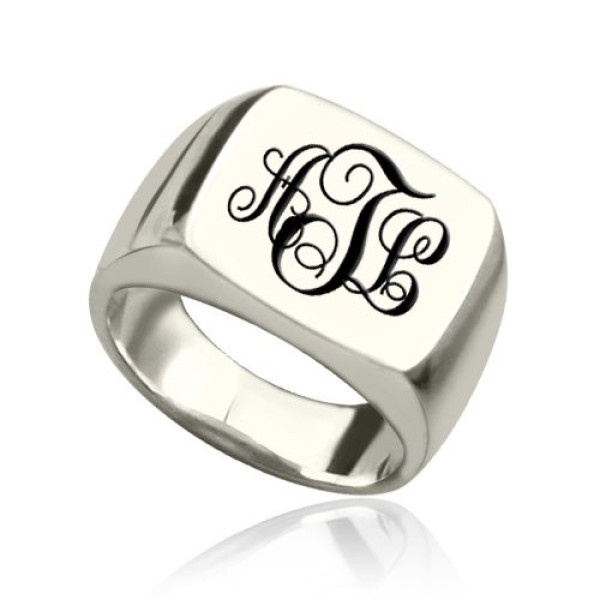 Personalised Signet Ring Sterling Silver with Monogram - Handcrafted & Custom-Made