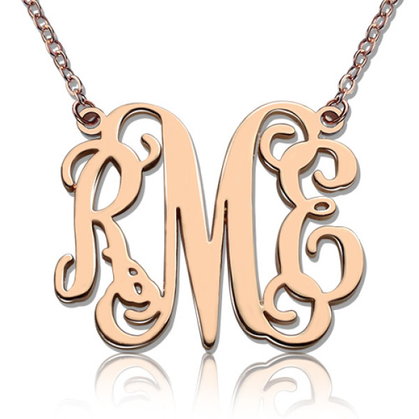 Custom 18ct Rose Gold Plated Monogram Initial Necklace - Handcrafted & Custom-Made