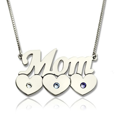 Mother Necklace With Children Birthstone Silver  - Handcrafted & Custom-Made