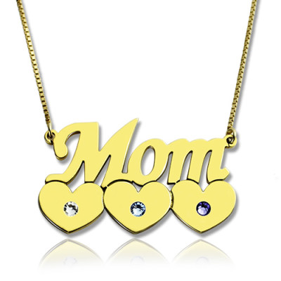 Moms Necklace With Children Birthstone In 18ct Gold Plated  - Handcrafted & Custom-Made