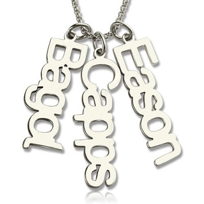 Customised Vertical Multi Names Necklace Sterling Silver - Handcrafted & Custom-Made