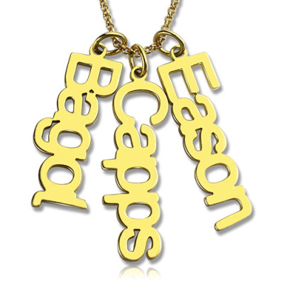 Customised Vertical Multiable Names Necklace 18ct Gold Plated - Handcrafted & Custom-Made