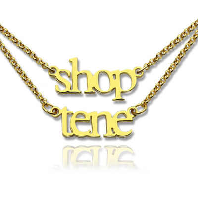 Double Layer Mini Name Necklace 18ct Gold Plated - Handcrafted & Custom-Made