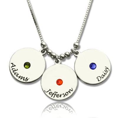 Mother's Disc and Birthstone Charm Necklace  - Handcrafted & Custom-Made