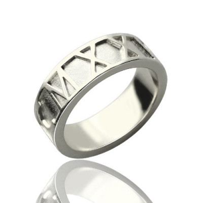 Personalised Roman Numerals Band Ring Sterling Silver - Handcrafted & Custom-Made