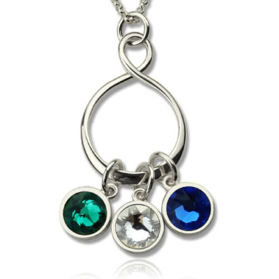 Personalised Birthstone Infinity Charm Necklace  - Handcrafted & Custom-Made