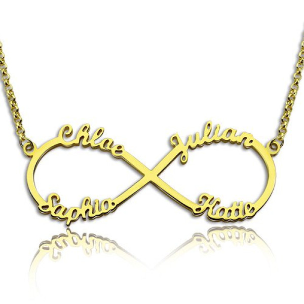 Custom 18ct Gold Plated Infinity Necklace 4 Names - Handcrafted & Custom-Made