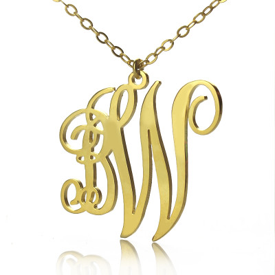 Personailzed Vine Font 2 Initial Monogram Necklace 18ct Gold Plated - Handcrafted & Custom-Made