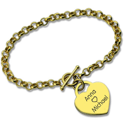 Personalised Heart Name Bracelets 18ct Gold Plated - Handcrafted & Custom-Made