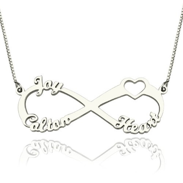 Heart Infinity Necklace 3 Names Sterling Silver - Handcrafted & Custom-Made