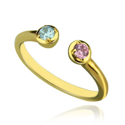Dual Birthstone Ring 18ct Gold Plated  - Handcrafted & Custom-Made