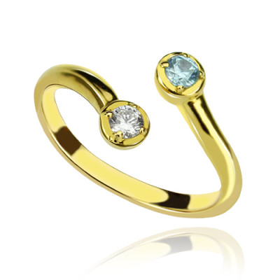 Dual Drops Birthstone Ring 18ct Gold Plated  - Handcrafted & Custom-Made