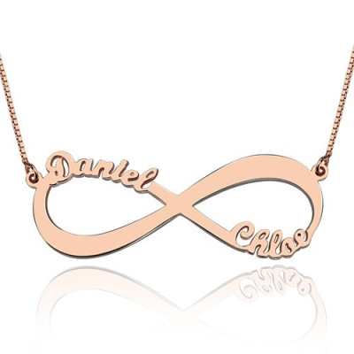 18ct Rose Gold Plated Double Name Infinity Necklace - Handcrafted & Custom-Made