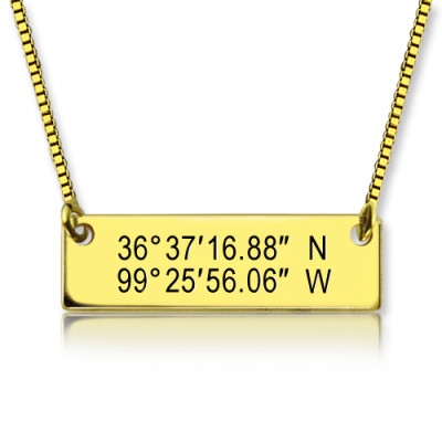 GPS Map Nautical Coordinates Necklace 18ct Gold Plated - Handcrafted & Custom-Made