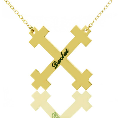 Gold Plated Silver Julian Cross Name Necklaces Troubadour Cross - Handcrafted & Custom-Made