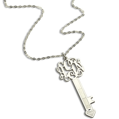 Personalised Key Necklace Sterling Silver with Monogram - Handcrafted & Custom-Made