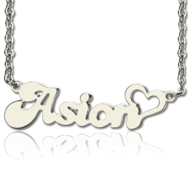 Custom BANANA Font Heart Shape Name Necklace White Gold  18ct - Handcrafted & Custom-Made