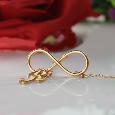 Rose Gold Plated Infinity Initial Necklace - Handcrafted & Custom-Made