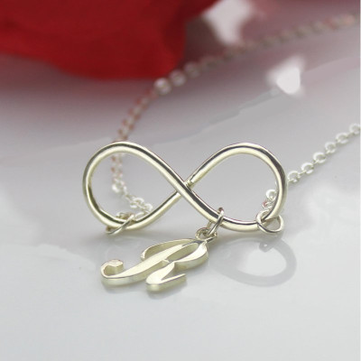 Infinity Necklaces with Initial Letter Charm Silver - Handcrafted & Custom-Made