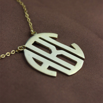 Solid Gold 18ct Initial Block Monogram Pendant Necklace - Handcrafted & Custom-Made