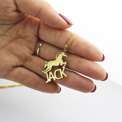 Kids Name Necklace with Horse 18ct Gold Plated - Handcrafted & Custom-Made