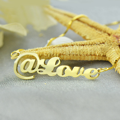 Twitter At Symbol Name Necklace 18ct Gold Plated - Handcrafted & Custom-Made