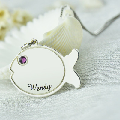 Fish Necklace Engraved Name Sterling Silver - Handcrafted & Custom-Made