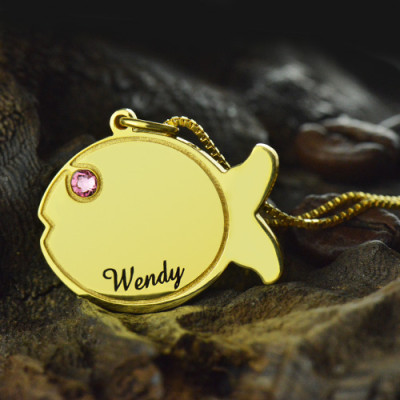 Kids Fish Name Necklace 18ct Gold Plated - Handcrafted & Custom-Made